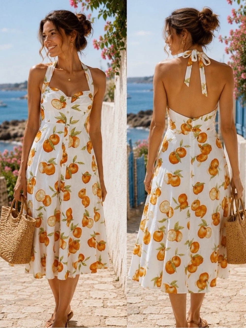 Zara NWT Linem Blend Dress Tropical Ora